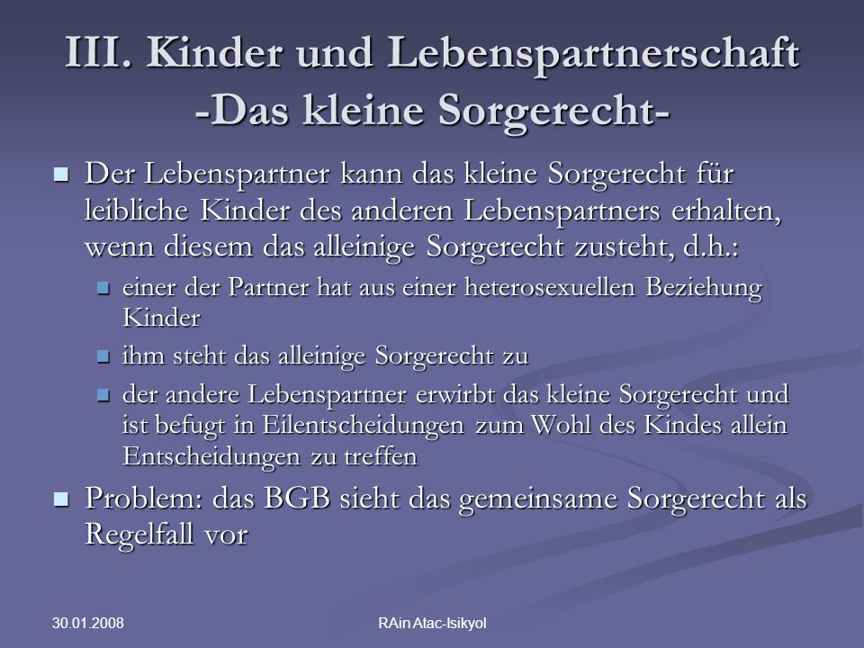 Kleines Sorgerecht Eingetragene Lebenspartnerschaft Kleines Sorgerecht Eingetragene Lebenspartnerschaft